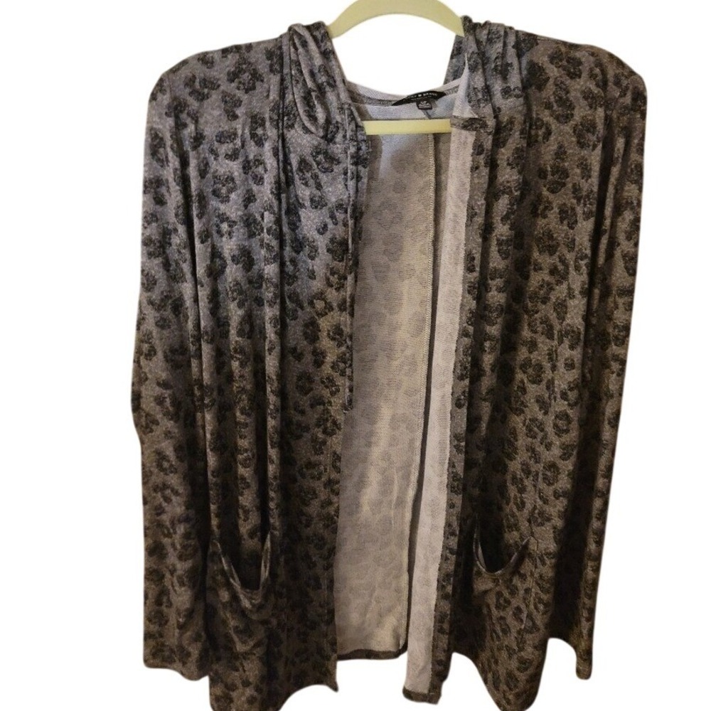 Women's Lucky Brand Gray Cardigan with‎ Hood Front Pockets Size Small Cozy Soft